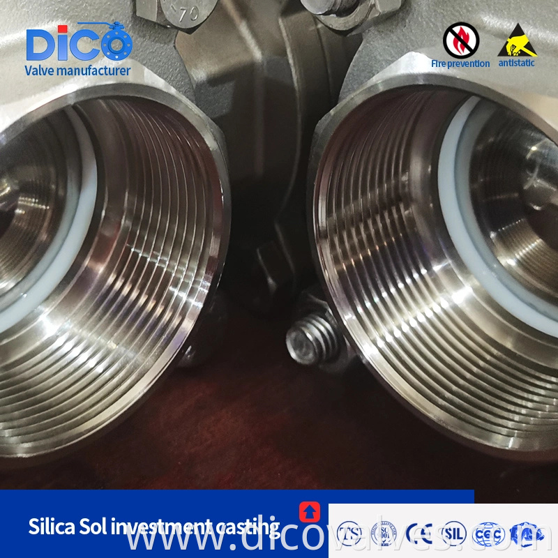 Dico Investment Casting Building Material CF8/CF8m ISO5211 Pad 3PC Industrial Floating Ball Valve